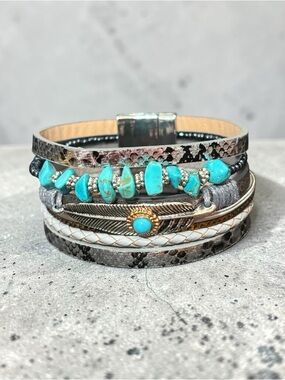 Turquoise Multi-Strand Magnetic Clasp Bracelet